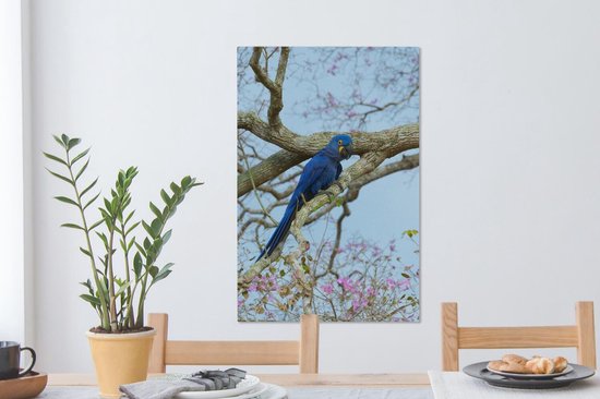 Ara hyacinthe sur toile branche 2cm 60x90 cm - Tirage photo sur toile (Décoration murale salon / chambre)