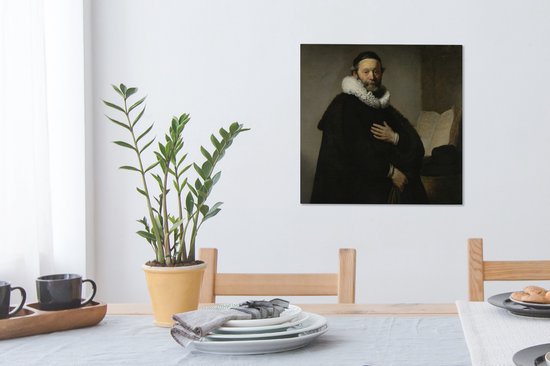 Peinture sur toile Portrait de Johannes Uyttenbogaert - Peinture de Rembrandt van Rijn - 50x50 cm - Décoration murale