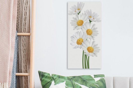 Toile Peinture Marguerites - dessin - Wit - 20x40 cm - Décoration murale