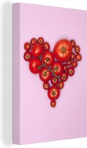 Tomates en forme de coeur sur fond rose 20x30 cm - petit - Tirage photo sur toile (Décoration murale salon / chambre)