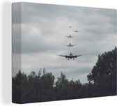 Plusieurs avions mettent le palier en toile 2cm 160x120 cm - Tirage photo sur toile (Décoration murale salon / chambre) XXL / Groot format!