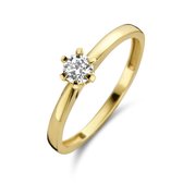 New Bling 9NBG-0203-50 Gouden Ring - Dames - Zirkonia - 4 mm - Solitair - Maat 50 - 6 Poot zetting - 14 Karaat - Goud