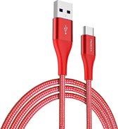 ROCK USB-C / Type-C naar USB Metal Weave Style Snel opladen en synchroniseren Ronde datakabel (rood)