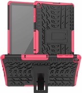 Voor Huawei MatePad T10 / T10S / Enjoy 2 Bandentextuur Schokbestendig TPU + PC Beschermhoes met houder (roze)