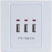 shiverpeaks BASIC-S USB-inbouwcontactdoos, 3-voudig, wit
