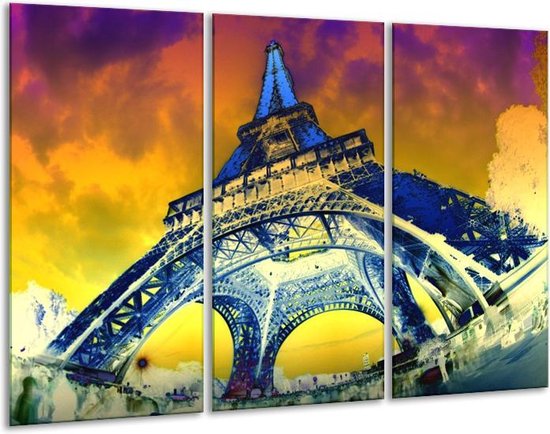 Impression sur Toile Tour Eiffel 5, Polyester, Bois, Multicouleur