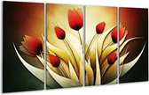 Peinture sur verre tulipe | Jaune, blanc, rouge | 160x80cm 4 Liège | Tirage photo sur verre | F004128