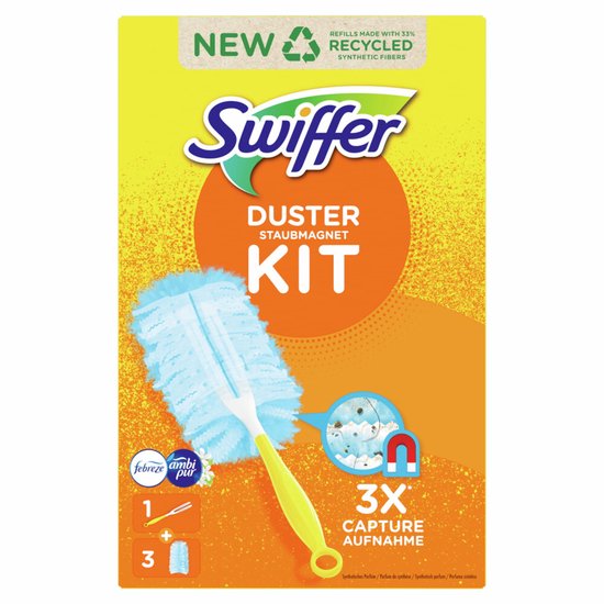 Lingettes anti-poussière Swiffer Duster - Kit de démarrage + 3 recharges Febreze