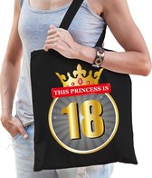 This Princess is 18 verjaardag katoenen tas zwart voor dames - cadeau tas / tasje / shopper