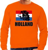 Oranje fan sweater voor heren - met leeuw en vlag - Holland / Nederland supporter - EK/ WK trui / outfit XXL