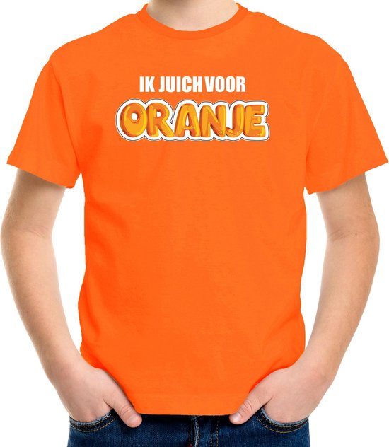 Oranje fan t-shirt voor kinderen - ik juich voor oranje - Holland / Nederland supporter - EK/ WK shirt / outfit 158/164
