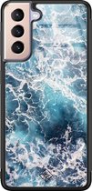 Samsung S21 Plus hoesje glass - Oceaan | Samsung Galaxy S21 Plus  case | Hardcase backcover zwart