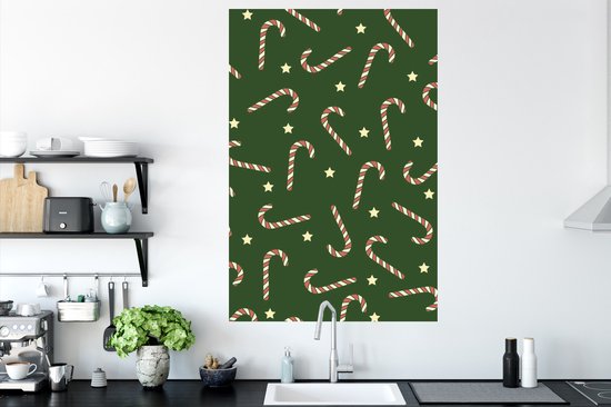 Stickers muraux - Noël - Canne en bonbon - Motif - 80x120 cm - Feuille adhésive