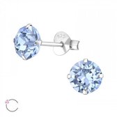 Zilveren oorbellen | Oorstekers | Zilveren oorstekers, ronde Swarovski kristal