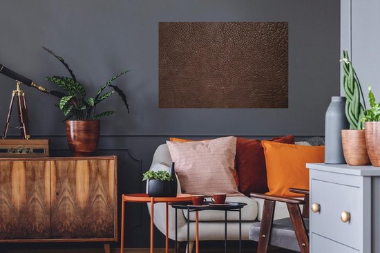 Sticker Muursticker Structure en Cuir ou fond - Structure en cuir marron - 90x60 cm - un film adhésif autocollant - sticker mural repositionnable