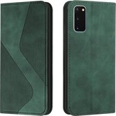 Voor Samsung Galaxy S20 Skin Feel Magnetisch S-type Effen Kleur Horizontale Flip Lederen Case met Houder & Kaartsleuf & Portemonnee (Groen)