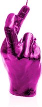 Hoogglans roze gelakte Candellana figuurkaars, design: Hand CRS Hoogte 19 cm (30 uur)