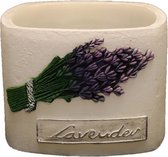 Witte lavendel provence vierkante wax windlicht 95/130/130 (incl. 1 theelicht erin)