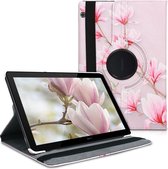 kwmobile hoes voor Huawei MediaPad T5 10 - 360 graden tablethoes - Magnolia design - poederroze / wit / oudroze