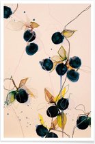 JUNIQE - Poster Blueberries 01 -13x18 /Blauw & Ivoor