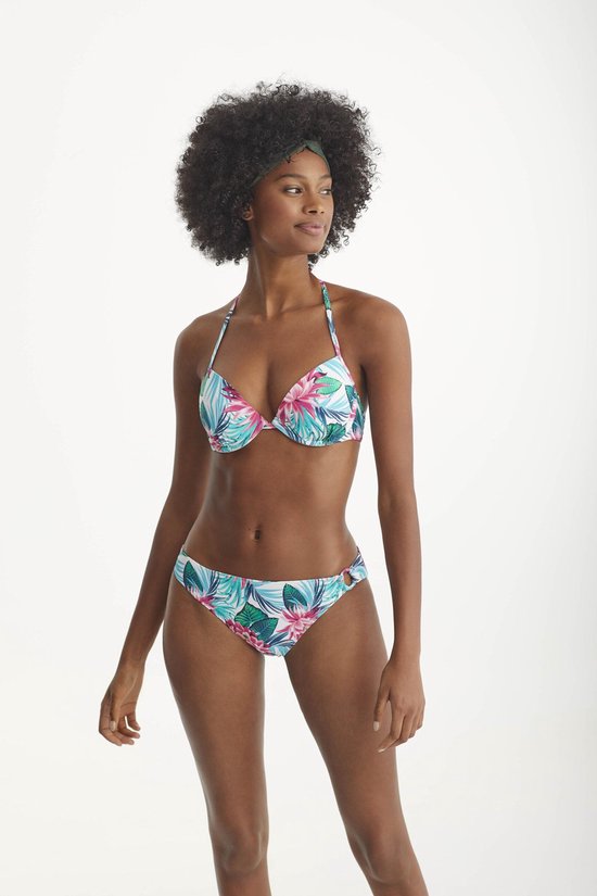 Promise - Bondi Beach Bikini Set (push up + slip) - maat 85B - Blauw  Bloemenprint Wit | bol