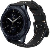 Leer Smartwatch bandje - Geschikt voor  Samsung Galaxy Watch leren band 42mm - zwart - Horlogeband / Polsband / Armband
