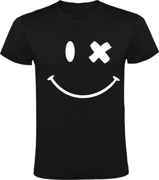Whitney Lauw buiten gebruik Smiley Heren t-shirt | emoticon | glimlach | blij | vrolijk | knipoog |  Zwart | bol.com