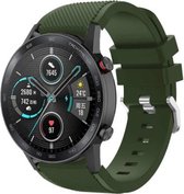 Siliconen Smartwatch bandje - Geschikt voor  Honor Magic Watch 2 siliconen band - legergroen - 46mm - Horlogeband / Polsband / Armband