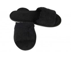 Sauna ouvert Slippers noir taille 43- 44 - pantoufles de bain - pantoufles en éponge avec semelle antidérapante