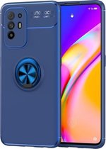 Voor OPPO F19 Pro Plus metalen ringhouder 360 graden roterende TPU-hoes (blauw + blauw)