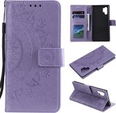 Voor Samsung Galaxy Note10 Plus Totem Bloem Reliëf Horizontale Flip TPU + PU Leren Case met Houder & Kaartsleuven & Portemonnee (Paars)
