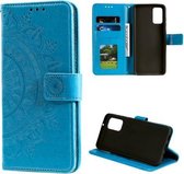 Voor Samsung Galaxy S20 FE Totem Bloem Reliëf Horizontale Flip TPU + PU lederen tas met houder & kaartsleuven & portemonnee (blauw)