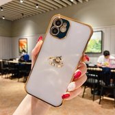 2-in-1 beplating TPU-beschermhoes met ringhouder voor iPhone 12 Pro (zwart)