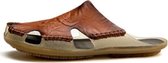 Zomer Heren Leren Slippers Casual Grote Maat Platte Strandschoenen, Maat: 48 (Roodbruin)