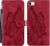 Retro Skin Feel Butterflies Embossing Horizontale Flip Leather Case met houder & kaartsleuven & portemonnee voor iPhone 6 / 6s (rood)