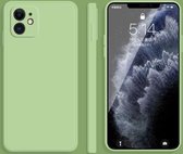 Effen kleur imitatie vloeibare siliconen rechte rand valbestendige volledige dekking beschermhoes voor iPhone 11 (Matcha groen)