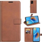 Voor OPPO F19 / OPPO A74 4G Retro Kalfspatroon Gesp Horizontale Flip Leren Case met Houder & Kaartsleuven & Portemonnee (Lichtbruin)