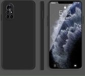Voor Huawei nova 8 5G effen kleur imitatie vloeibare siliconen rechte rand valbestendige volledige dekking beschermhoes (zwart)