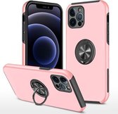 PC + TPU schokbestendige magnetische beschermhoes met onzichtbare ringhouder voor iPhone 12 Pro Max (roségoud)