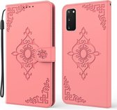 Voor Samsung Galaxy S20 + Reliëf Fortune Bloempatroon Horizontale Flip Leren Case met Houder & Kaartsleuf & Portemonnee & Lanyard (Roze)