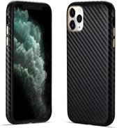 Koolstofvezel lederen textuur Kevlar anti-val telefoon beschermhoes voor iPhone 11 Pro Max (zwart)