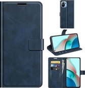 Voor Xiaomi Mi 11 Lite 4G / 5G Retro Kalfspatroon Gesp Horizontale Flip Leren Case met Houder & Kaartsleuven & Portemonnee (Blauw)