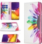Voor Samsung Galaxy A82 5G Gekleurde Tekening Patroon Onzichtbare Magnetische Horizontale Flip PU Lederen Case met Houder & Kaartsleuven & Portemonnee (Zonnebloem)