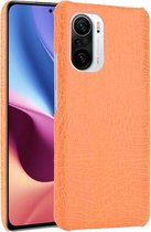 Voor Xiaomi Redmi K40 / K40 Pro / Poco F3 Schokbestendige krokodiltextuur PC + PU-hoes (oranje)