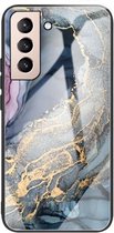 Voor Samsung Galaxy S21 5G abstract marmeren patroon glas beschermhoes (abstract goud)