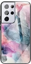 Voor Samsung Galaxy S21 Ultra 5G Abstract Marble Pattern Glass beschermhoes (Abstract Multicolor)