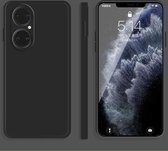 Voor Huawei P50 effen kleur imitatie vloeibare siliconen rechte rand valbestendige volledige dekking beschermhoes (zwart)