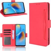 Voor OPPO A74 4G / F19 4G Skin Feel Kalfspatroon Horizontale Flip Leren Case met Houder & Kaartsleuven & Fotolijst (Rood)