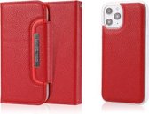 Litchi Texture Horizontale Flip Buckle Afneembare Magnetische PU Leather Case met Kaartsleuven & Portemonnee & Fotolijst Voor iPhone 12 Pro Max (Rood)
