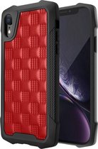 3D reliëf PU + pc + TPU skidproof schokbestendig hoesje voor iPhone XR (rood)